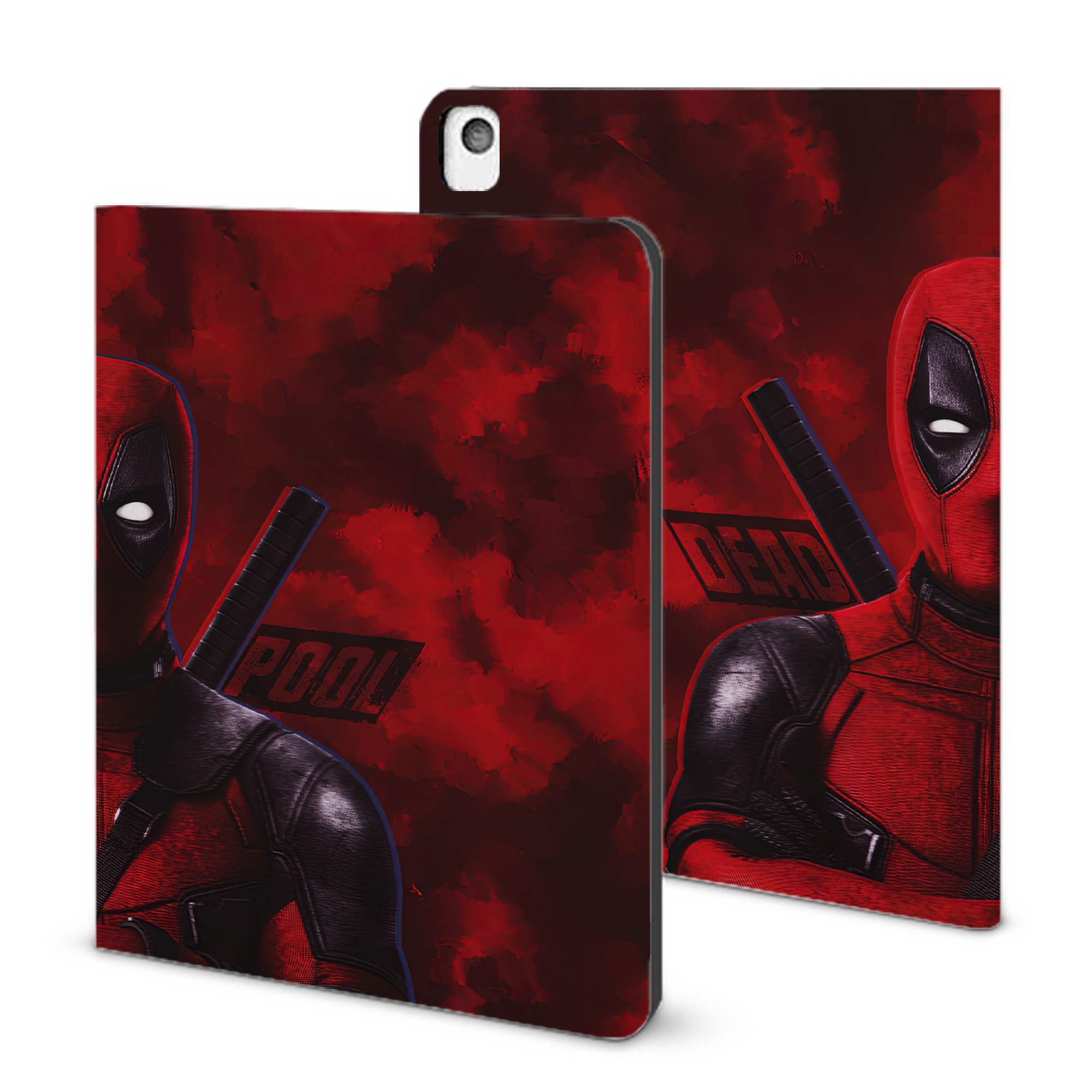 （画像用） Deadpool デッドプール IPadケース ペンホルダー付き ブックスタイルデザイン